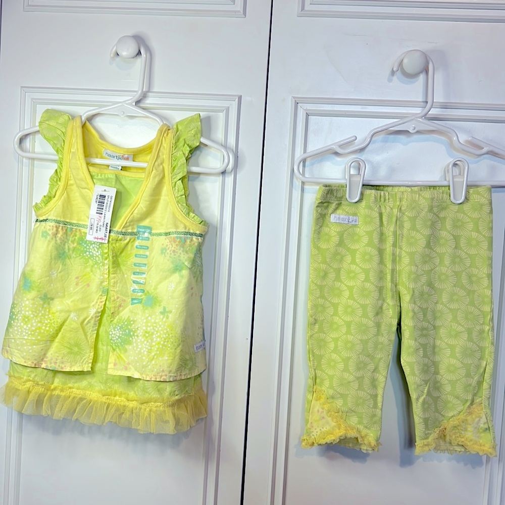 Naartjie sz 18/24 yellow split bodice lawn tunic and pants plus bonus set